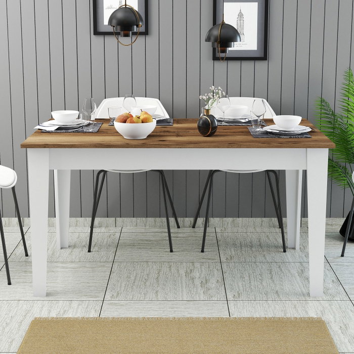 Hanah Home Milan 520 Mesa de Comedor Nogal y Blanco